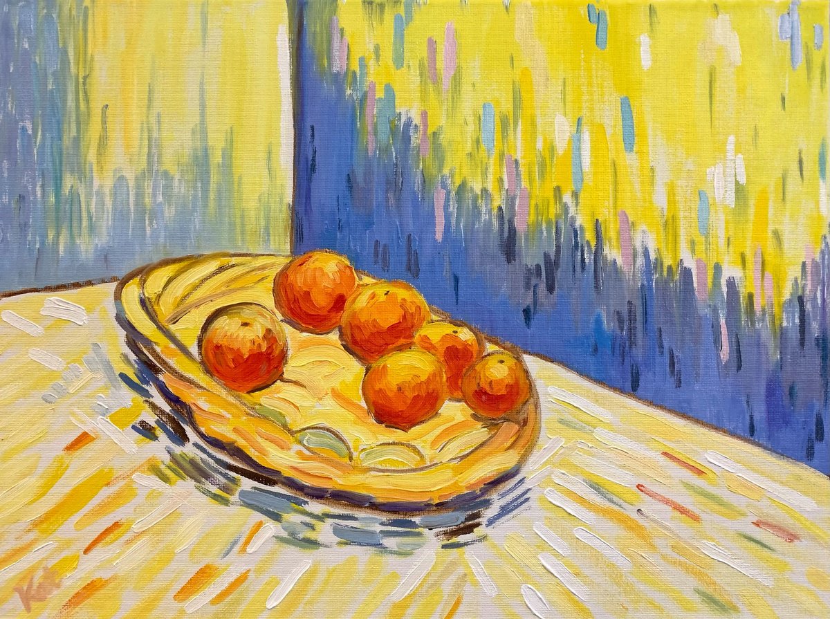 Basket with Six Oranges by Kat X