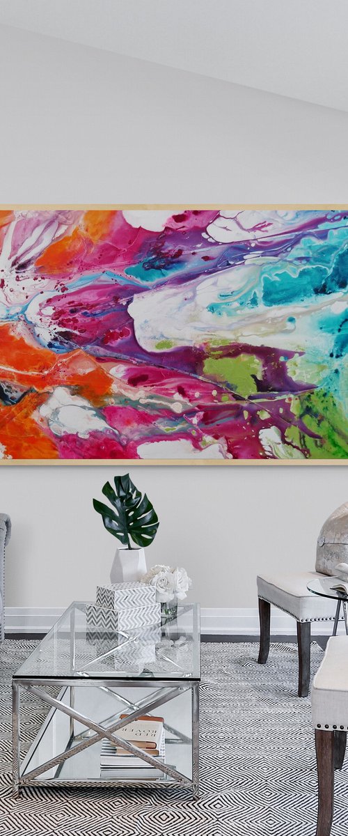 Colour Melt 240cm x 100cm Colourful Textured Abstract Art by Franko