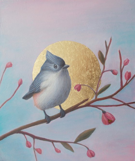 tit bird painting "Feeling of spring"