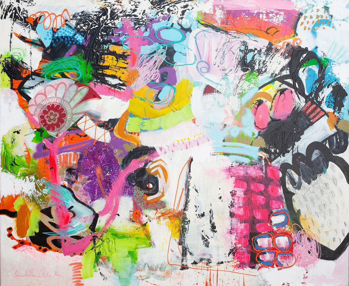 Organic Abstract Acrylic Painting By Carolina Alotus, 47 X 39, K43, Original Artwork