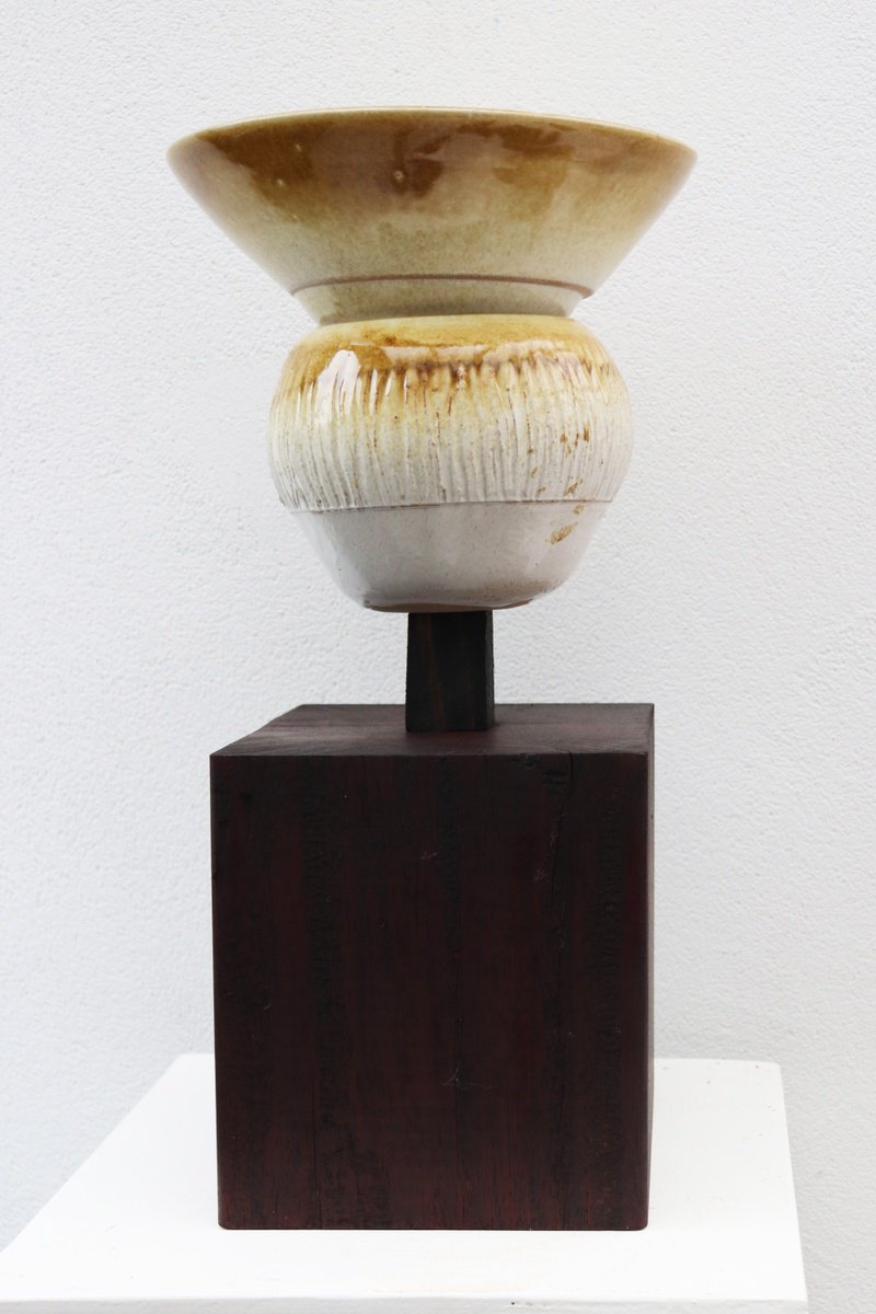 Abstract ceramic and wood stack N?01 by Koen Lybaert
