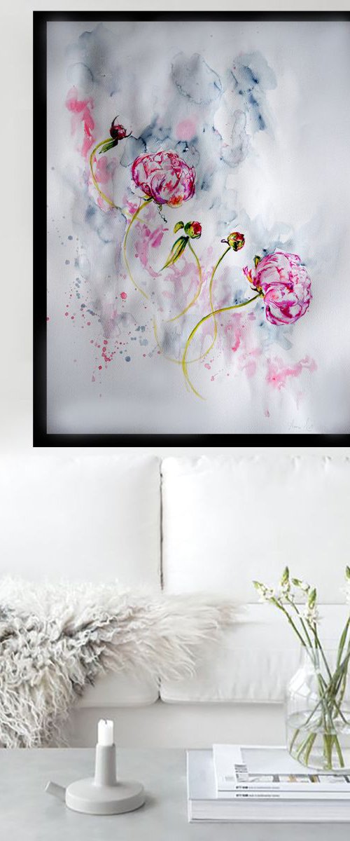 Peonies  / Flowers / 70 cm x 50 cm by Anna Sidi-Yacoub