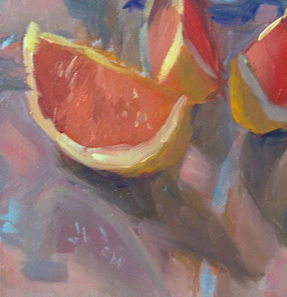 Small Painting - Grapefruit Reflections - One of a kind Artwork, Kitchen Decor