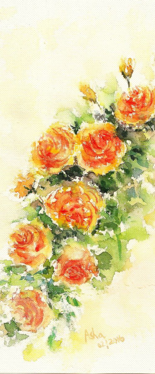 Yellow Spring roses. by Asha Shenoy