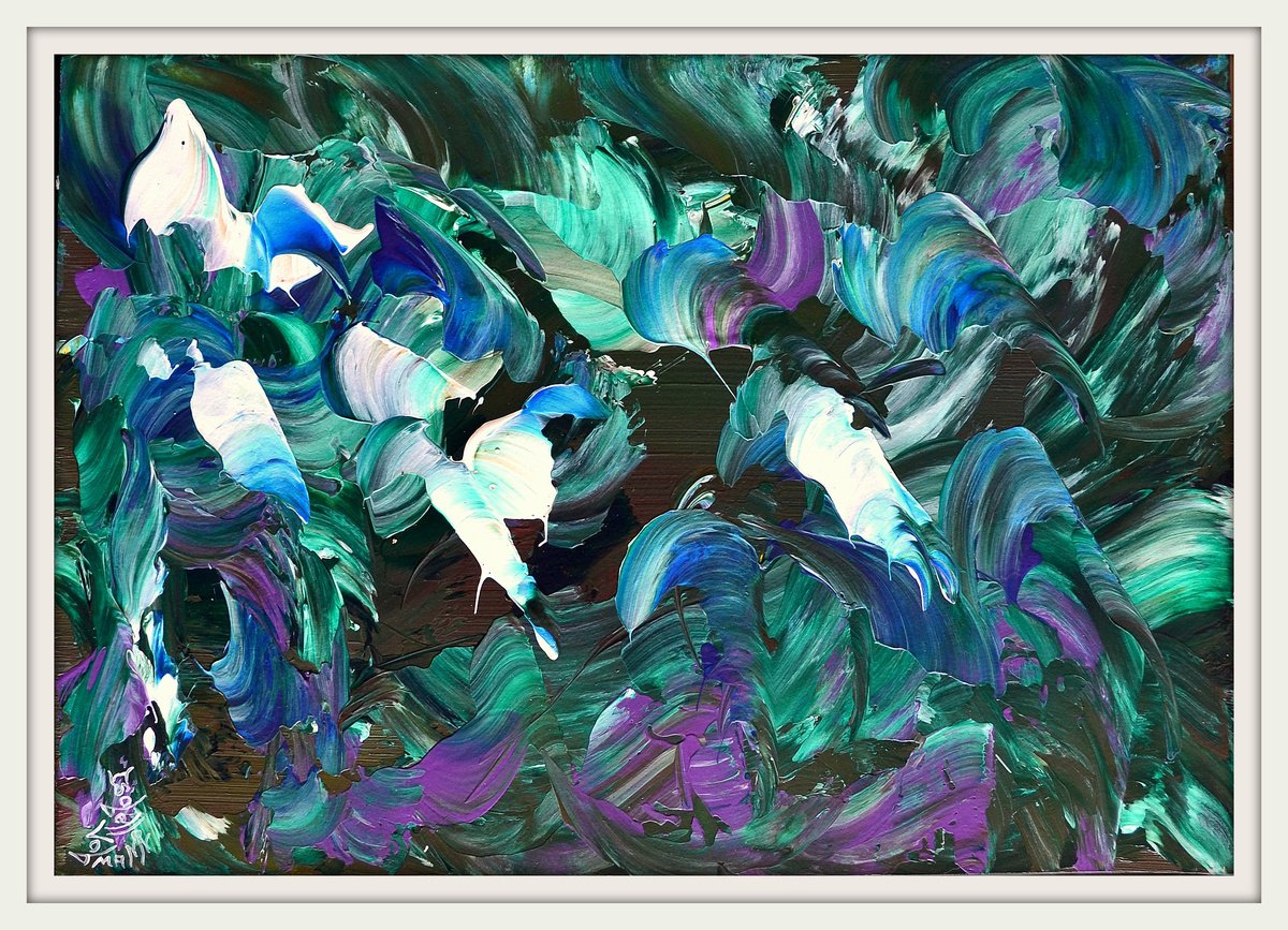 Abstract Acrylic Painting By Isabelle Vobmann, 17 X 12, Into The Green, Original Artwork