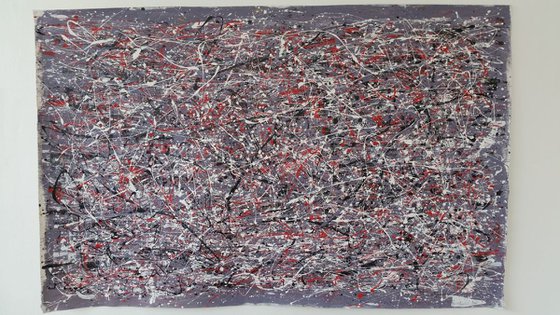 ABSTRACT  JACKSON POLLOCK STYLE ACRYLIC PAINTING ON CANVAS BY M. Y.