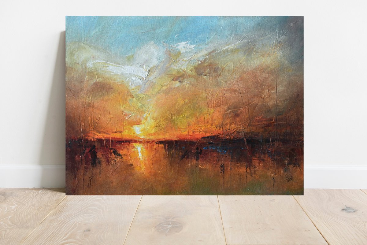 Abstract Landscape Oil Painting By Ivan Grozdanovski, 32 X 24, Harbor Of Destroyed Dreams, Original Artwork