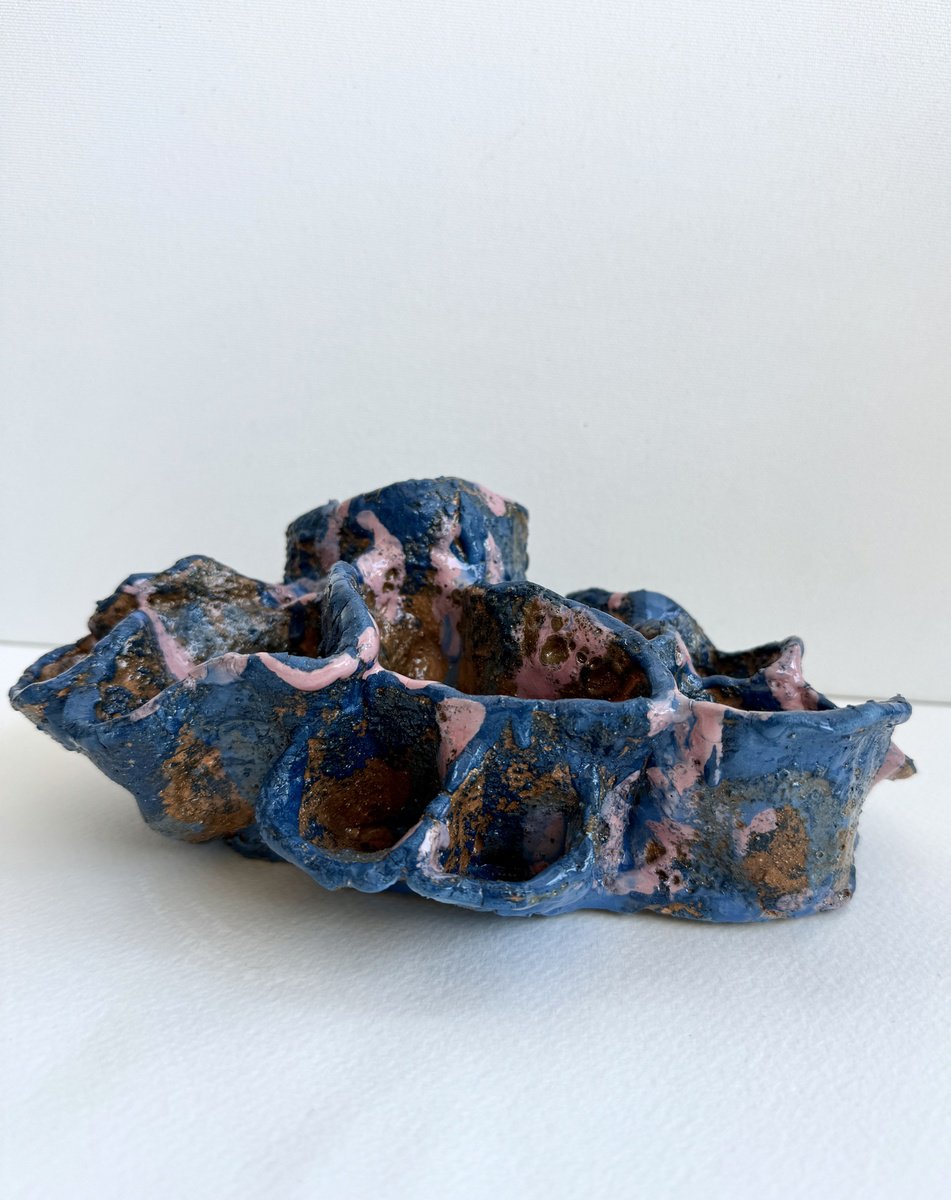 Organic Abstract Clay Sculpture By Ksenia Kozhakhanova, 3 X 8", "Coral Waltz", Original Artwork