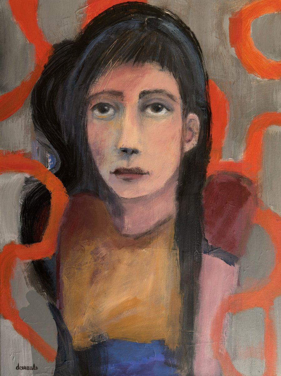 Expressive Portrait Acrylic Painting By Donna Ceraulo, 18 X 24, Bronwyn, Original Artwork