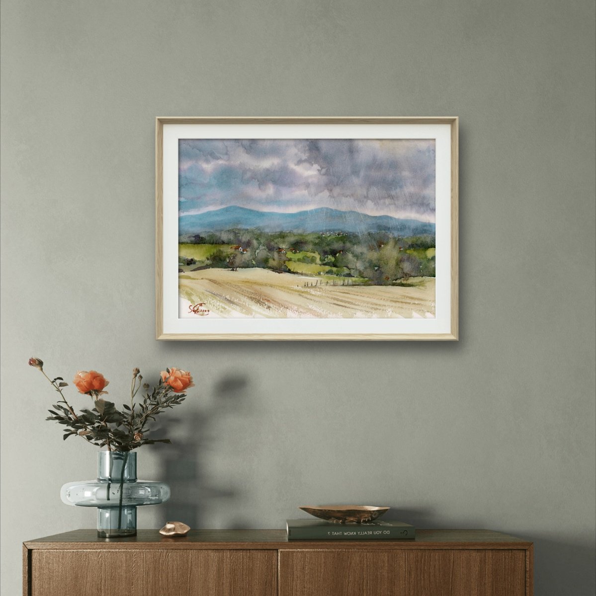 Impressionistic Landscape Watercolour By Tatyana Tokareva, 14 X 10", Mountains Landscape., Original Artwork