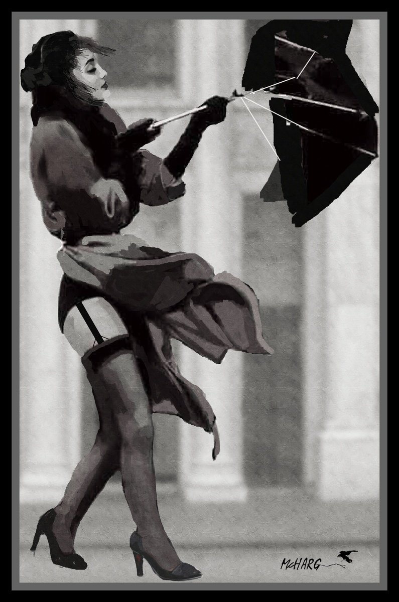 Impressionistic Portrait Painting By Joe Mcharg, 30 X 42, Windy, Original Artwork