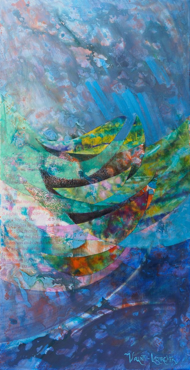 Organic Landscape Painting By Gina Valenti-Lazarchik, 15 X 30, Jonah, Original Artwork