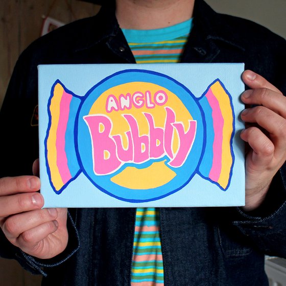 Anglo Bubbly Bubblegum Pop Art on Canvas