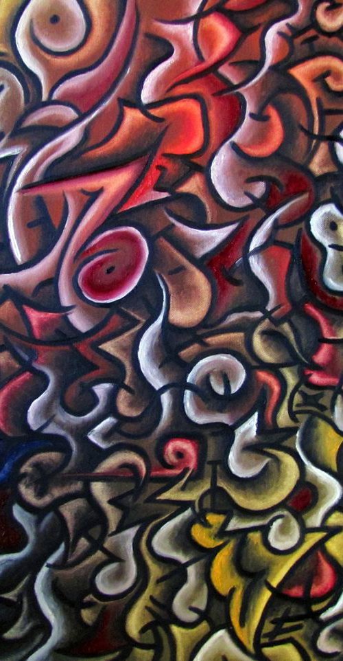 "Dance With The Devil" - Abstract Oil Painting, 30 x 24 inches by Preston M. Smith (PMS)