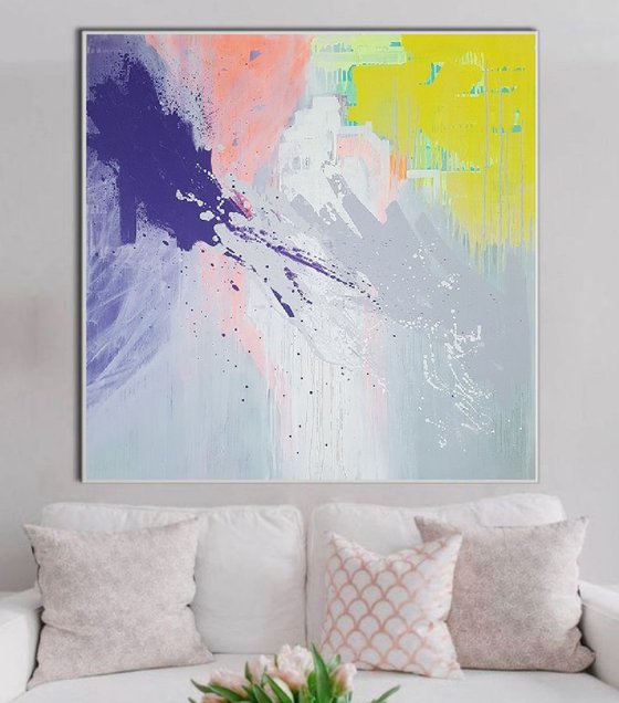 Abstract painting Mix my drsires / original / 90×90 cm / Free shipping