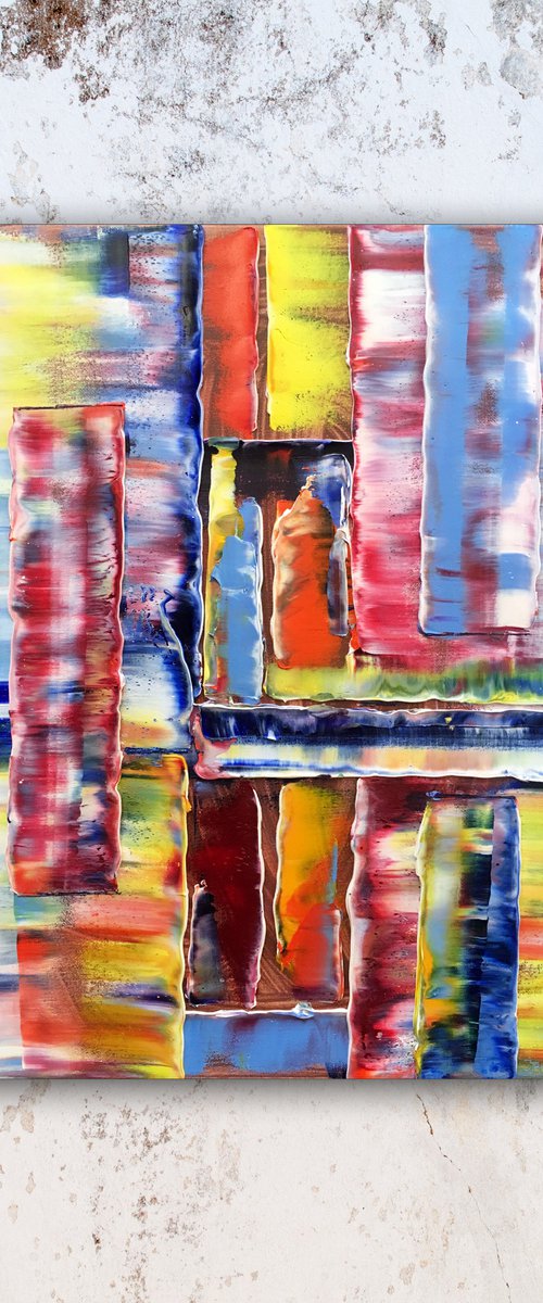 "Shutters" - SPECIAL PRICE - Original Highly Textured PMS Abstract Oil Painting On Canvas - 16" x 20" by Preston M. Smith (PMS)