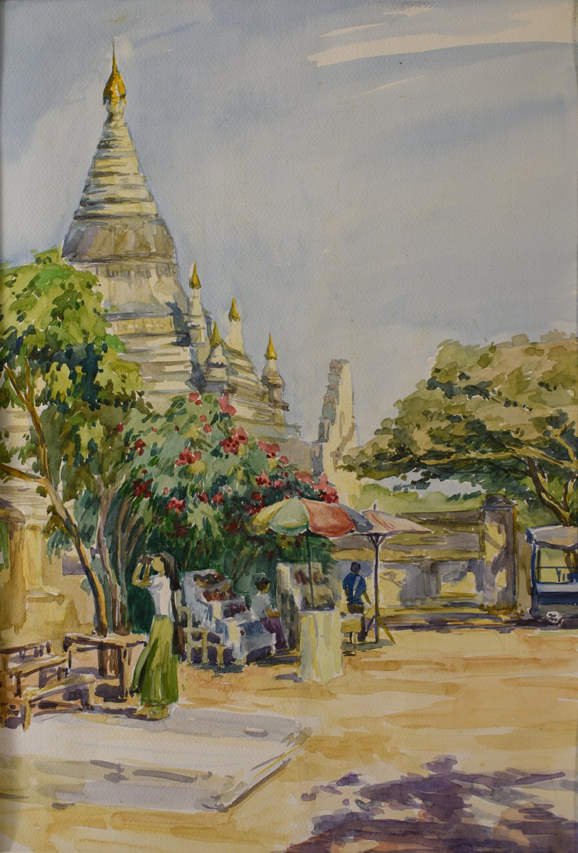 HD25620060 Burma. Yangon. Market at the Pagoda entrance by Hanna Davydchenko