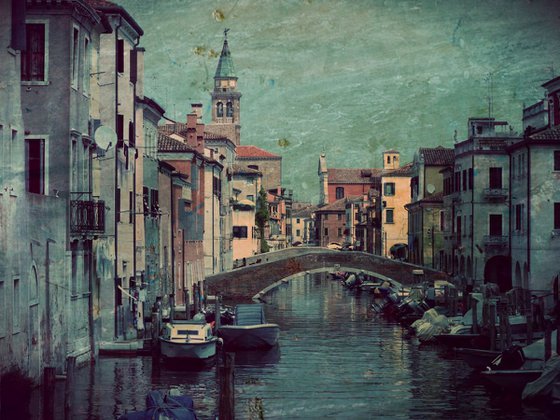 Venice sister town Chioggia in Italy - 60x80x4cm print on canvas 00704m1 READY to HANG