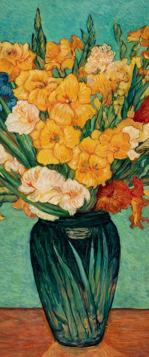 Gladioli in a Green Vase by Suren Ter-Avakian