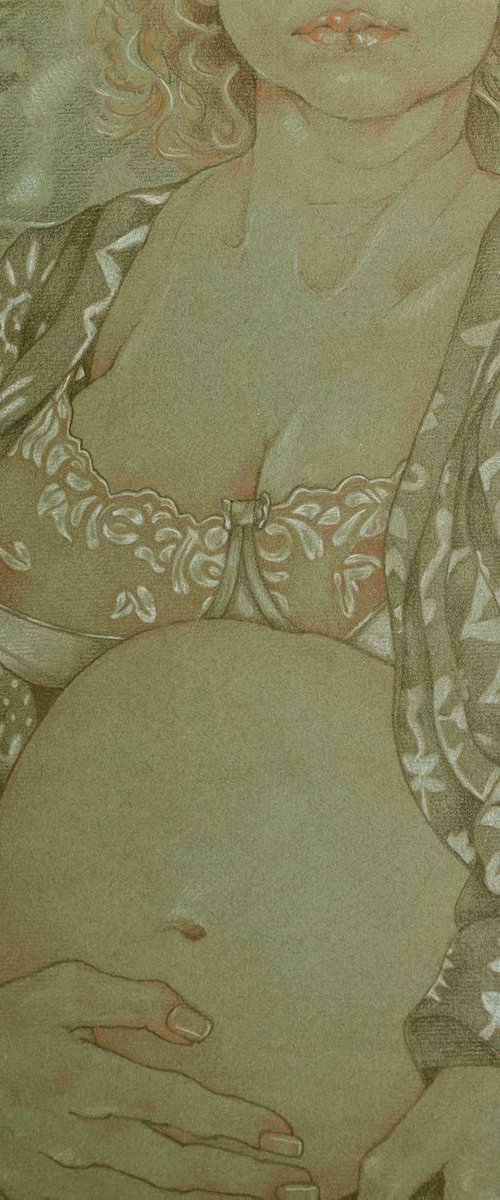 Self portrait, pregnant by Jo Beer