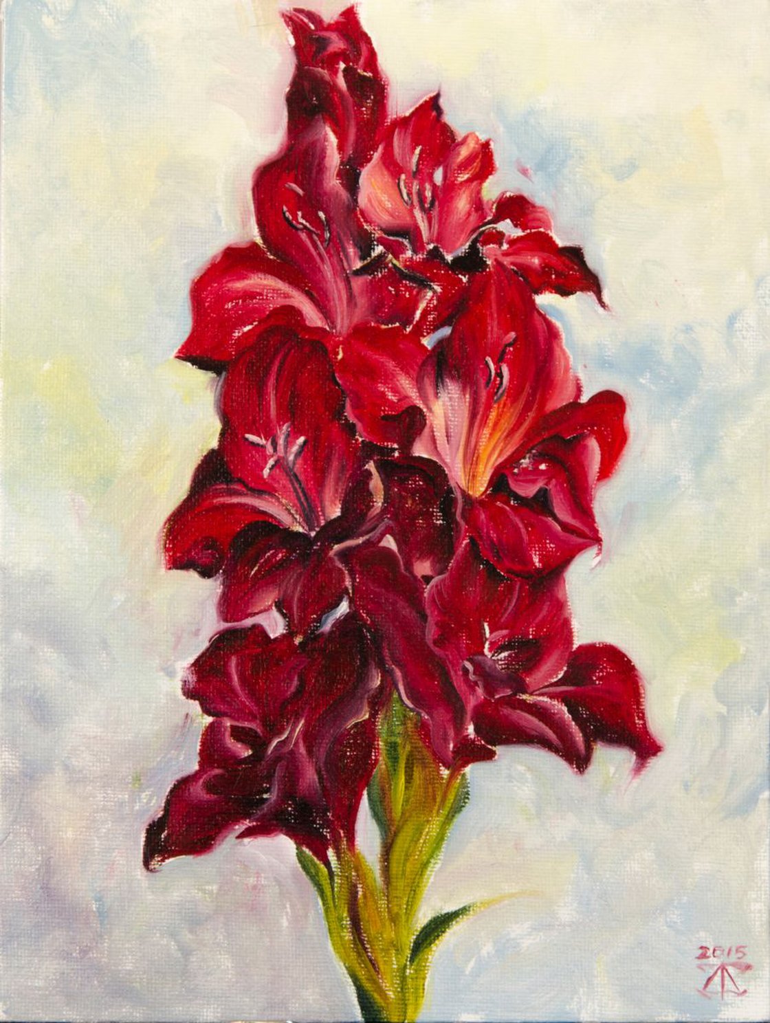 Red gladiolus Oil painting by Daria Galinski Artfinder