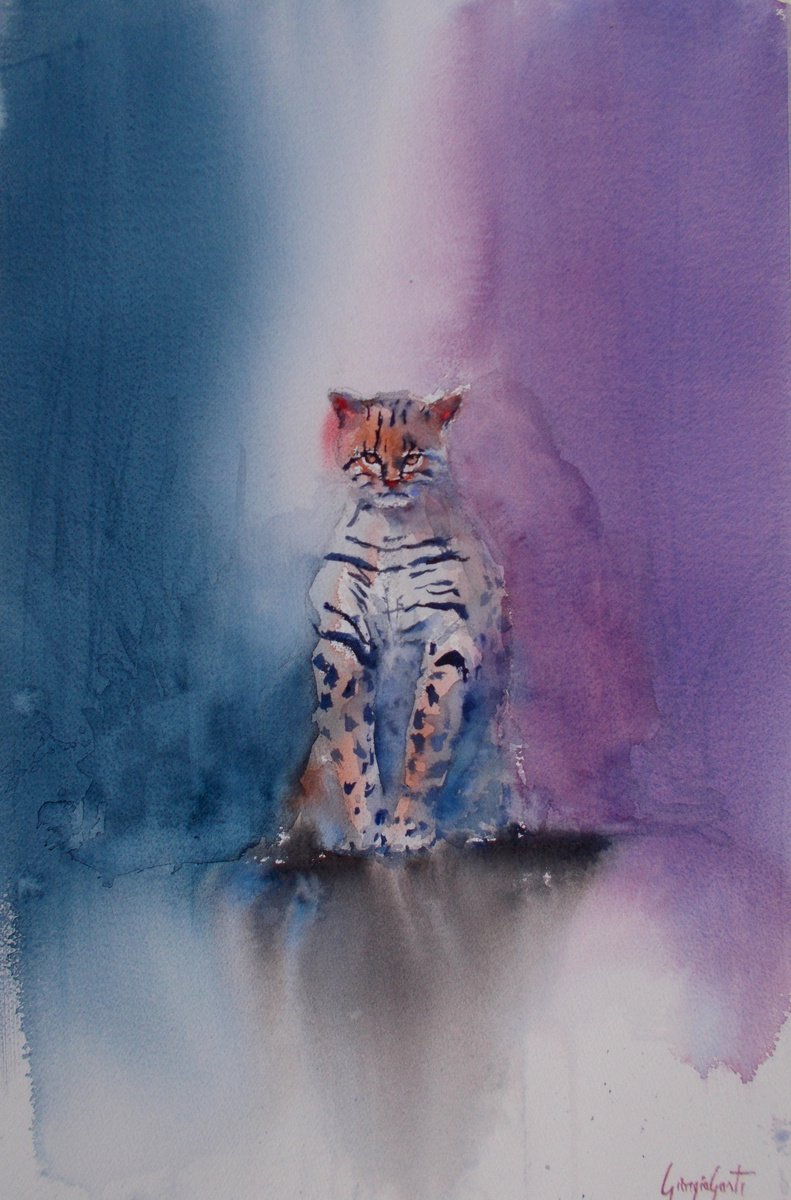 Impressionistic Animal Watercolour By Giorgio Gosti, 14 X 21, Cheetah 2, Original Artwork