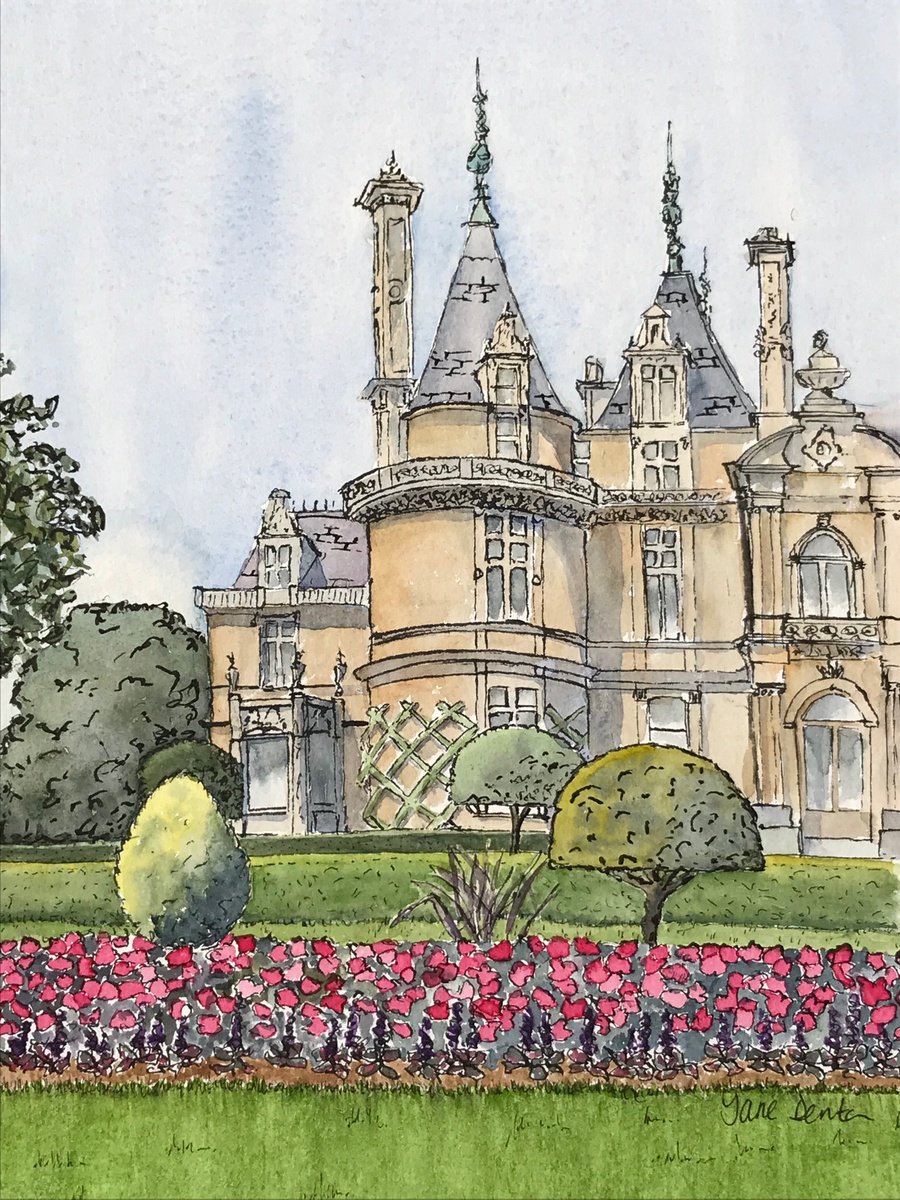Cityscapes Watercolour By Jane Denton, 9 X 12, Waddesdon Manor, Original Artwork