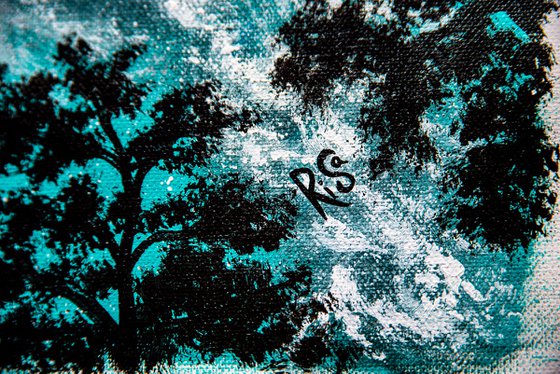 Turquoise night – moonlit forest