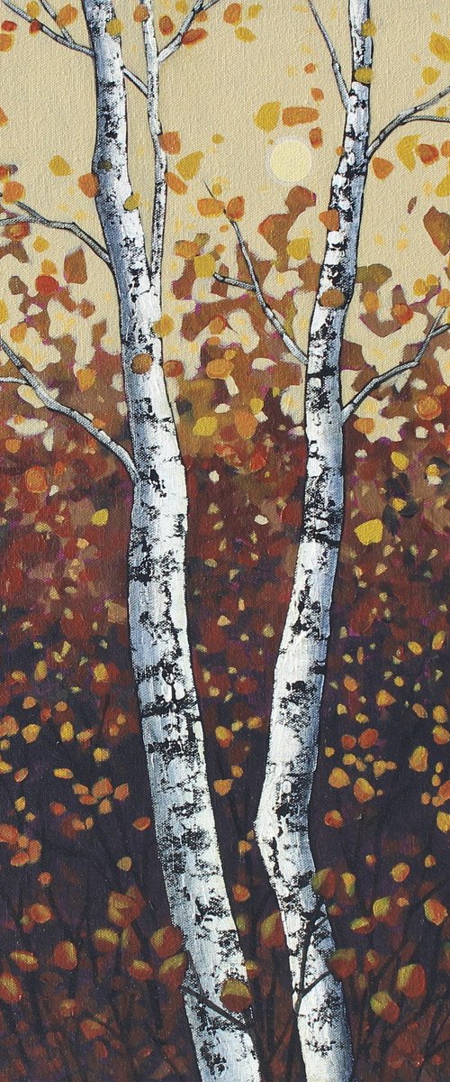 Two Autumn Birches by Sage Mountain Studio