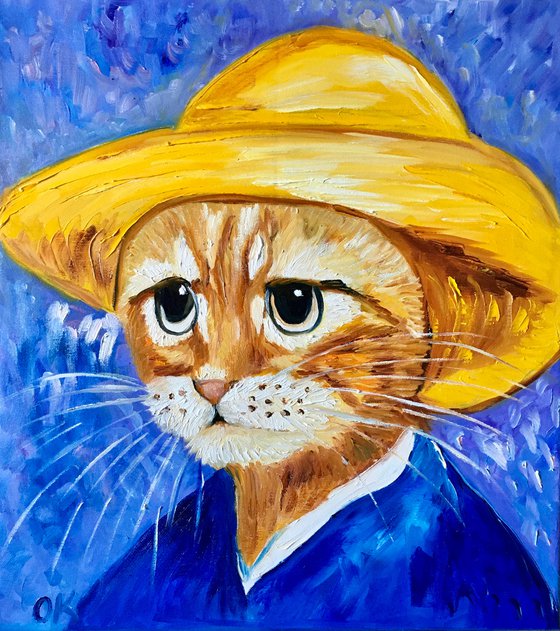 Cute Cat La Vincent Van Gogh ispired by famous self-portrait Present idea  for cat lovers