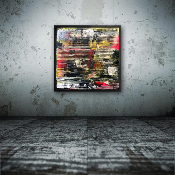"Voyeuristic" - Original PMS Abstract Acrylic Painting On Plexiglass, Framed - 26" x 26"