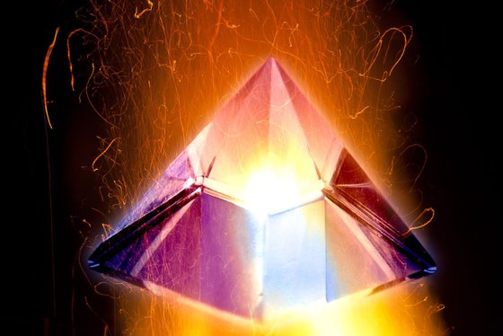 burning crystal pyramid
