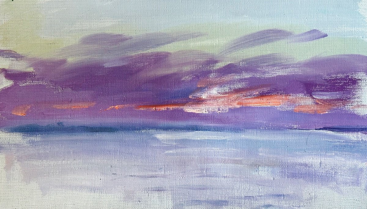 Organic Abstract Oil Painting By Anatoliy Menkiv, 13 X 7, Where The Day Forgets Its Name, Original Artwork