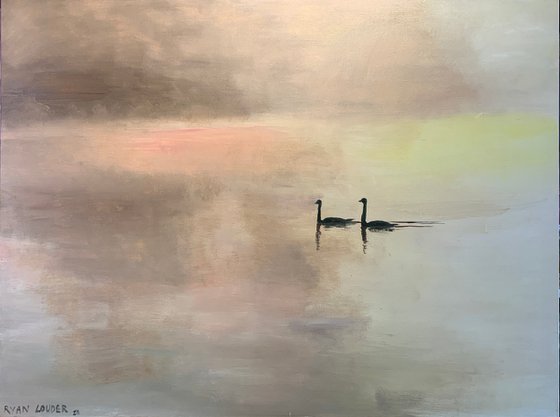 Two Swans At Dawn