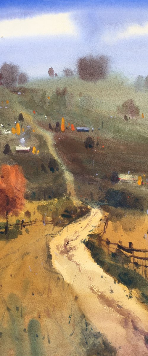 Original watercolor painting “Upward movement”. One of a kind art by Andrii Kovalyk