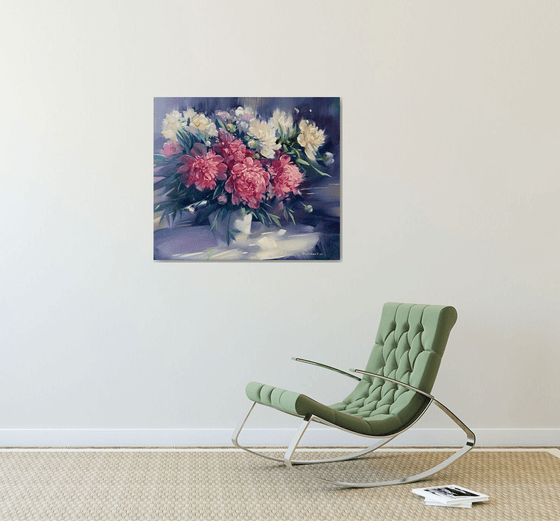 Peonies in a White Vase