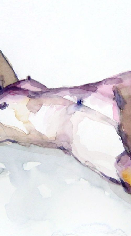 nude lying pose by Goran Žigolić Watercolors