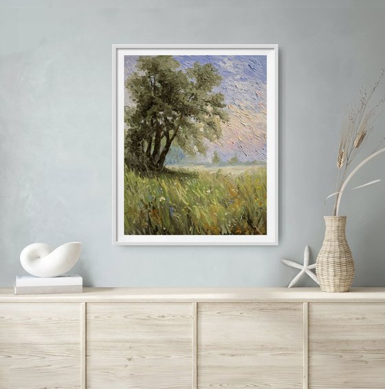Wildflower Meadow Tree Landscape.