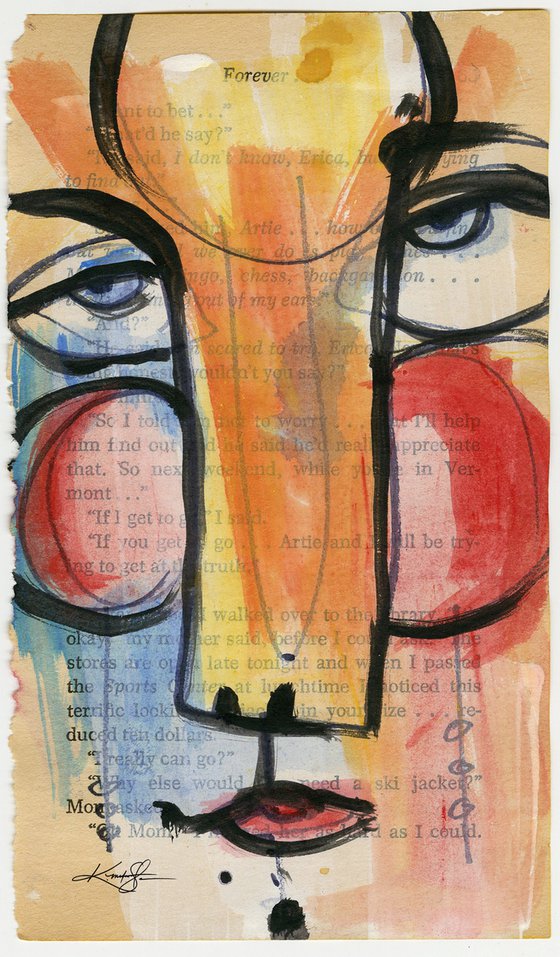 Funky Face 2020-15 - Mixed Media Painting by Kathy Morton Stanion