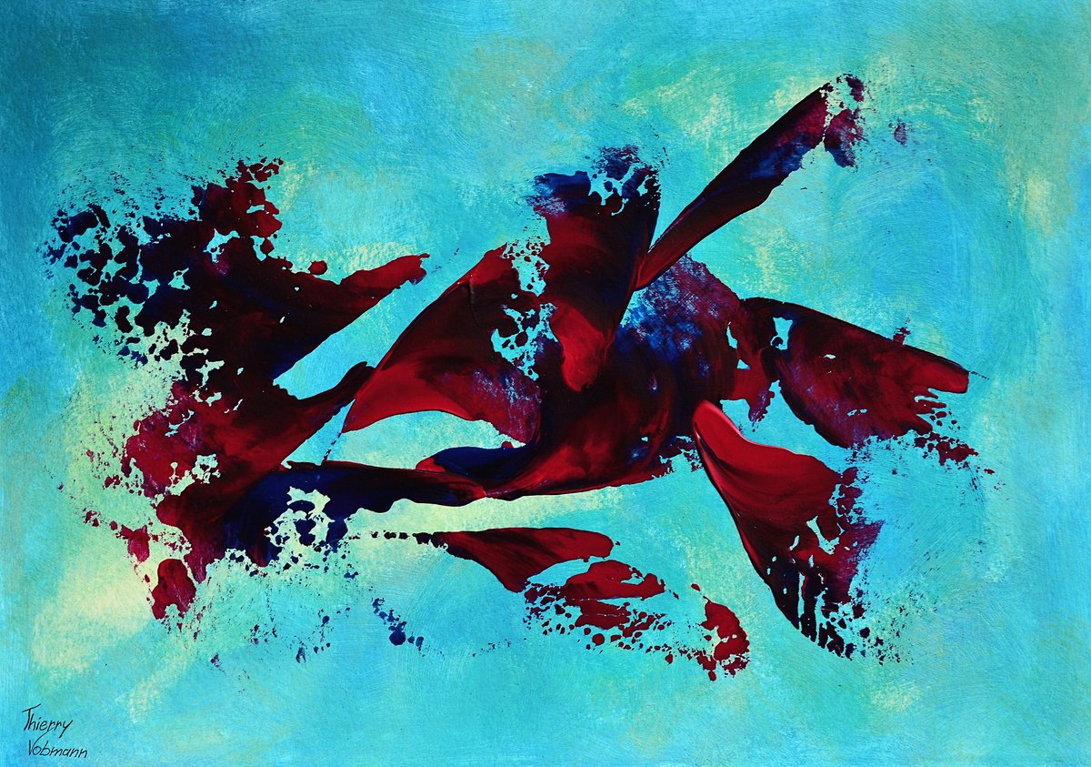 Abstract Acrylic Painting By Thierry Vobmann. Abstract ., 17 X 12", Ideal Gift 94, Original Artwork