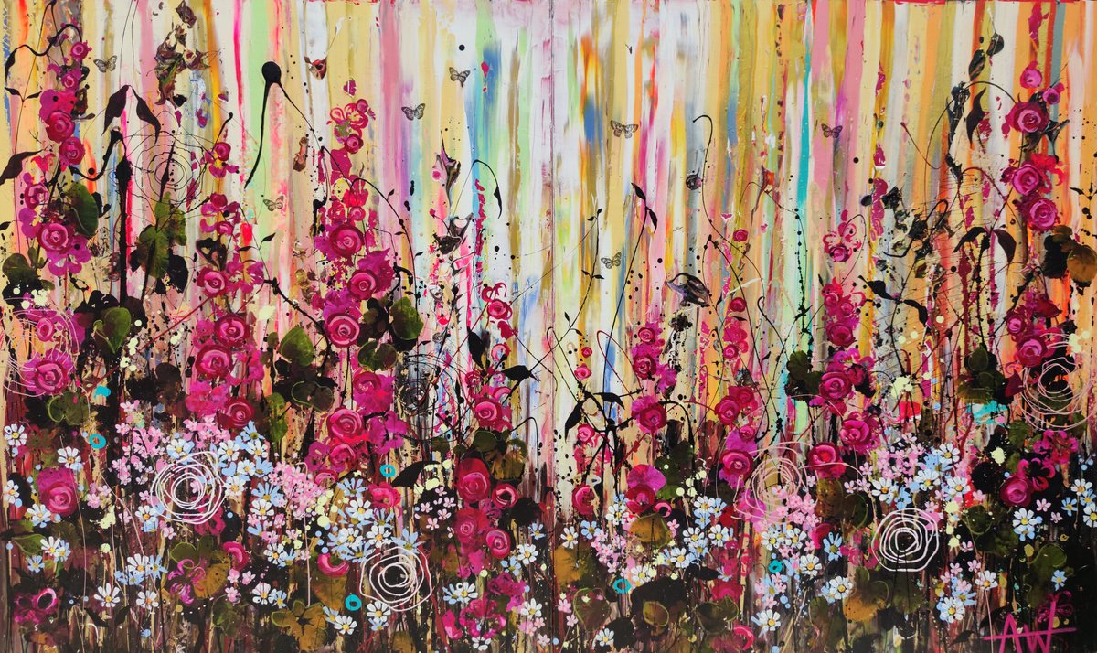 The Wild Rose Patch - Diptych by Angie Wright