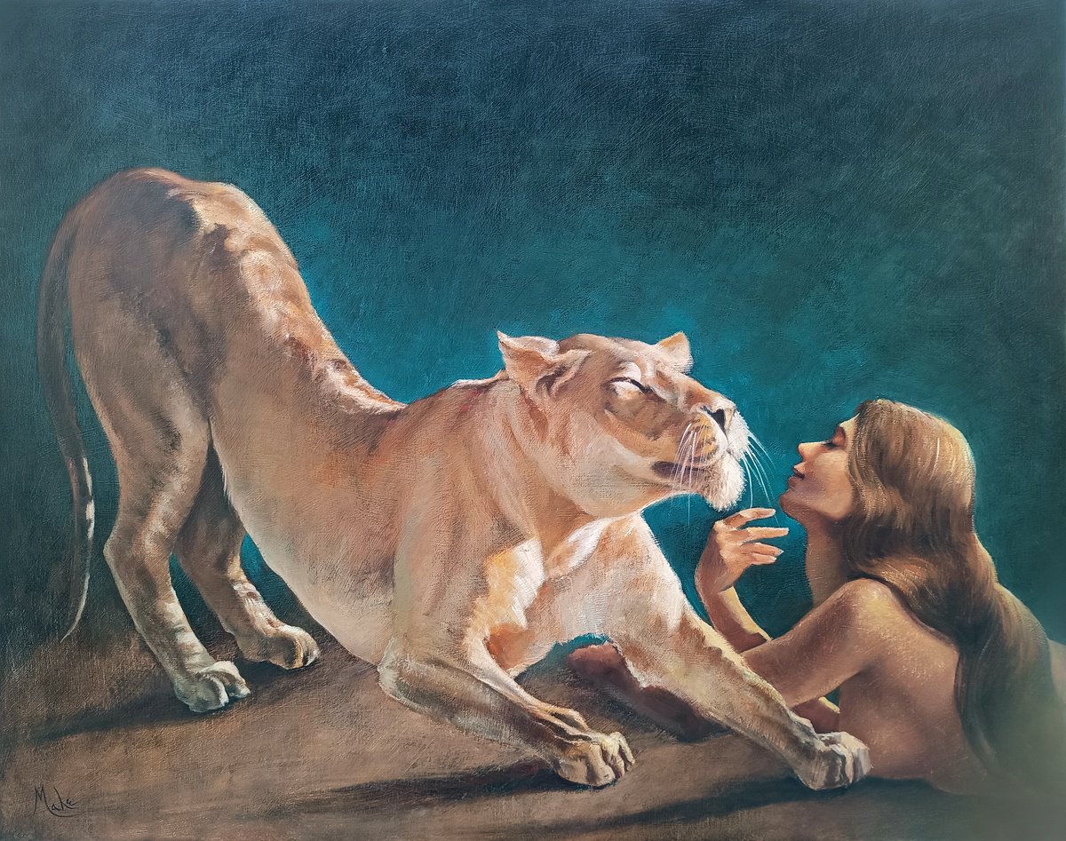 Expressive Oil Painting , The Lioness By Isabel Mahe, 42 X 35, Artwork For Sale On Artfinder