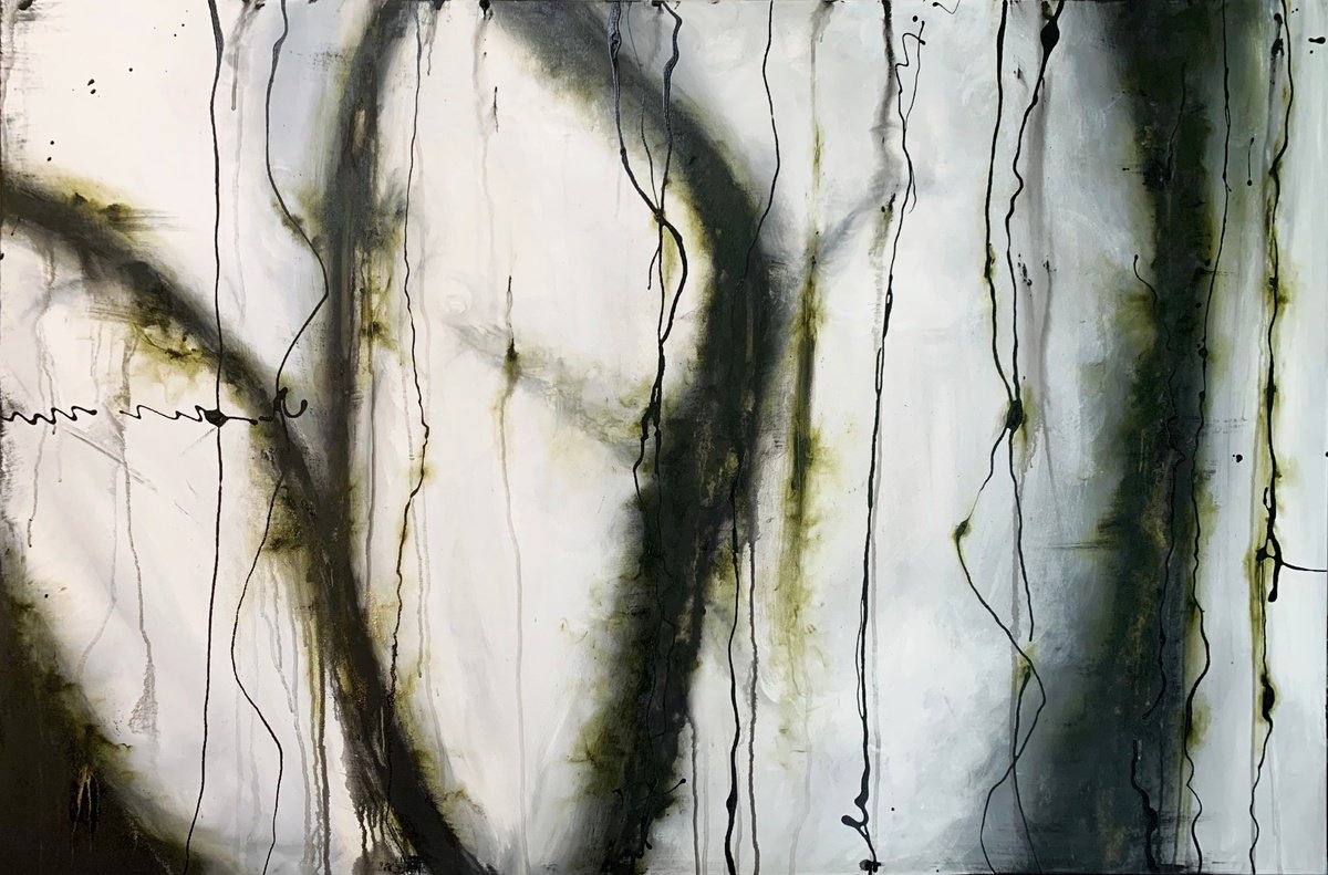 XL Charcoal Olive Abstract by Carol Wood