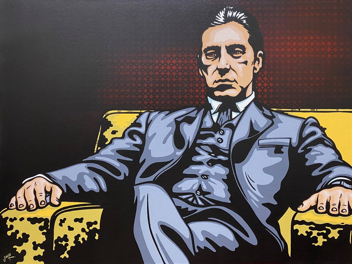 Urban And Pop Portrait Acrylic Painting By Jamie Lee, 31 X 24, Don Michael Corleone, Original Artwork