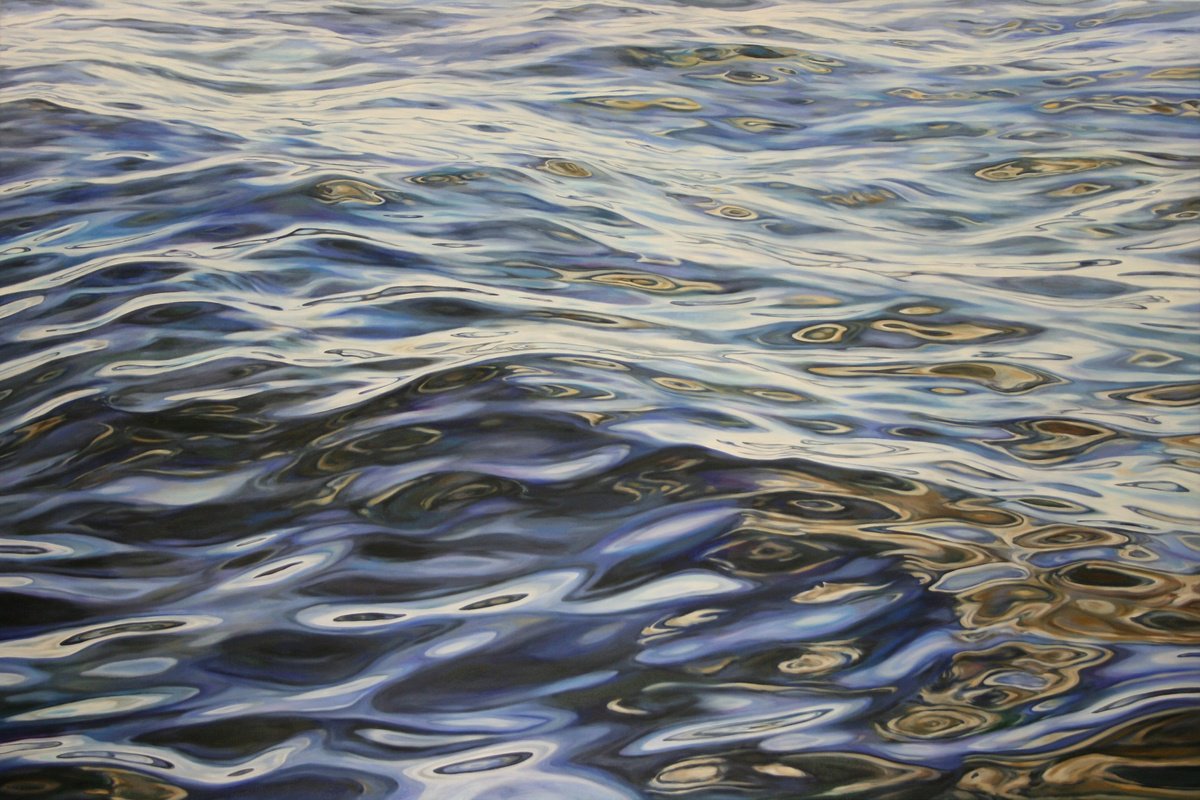 Photorealistic Landscape Oil Painting By Peter Goodhall, 54 X 36", Waterdance, Original Artwork