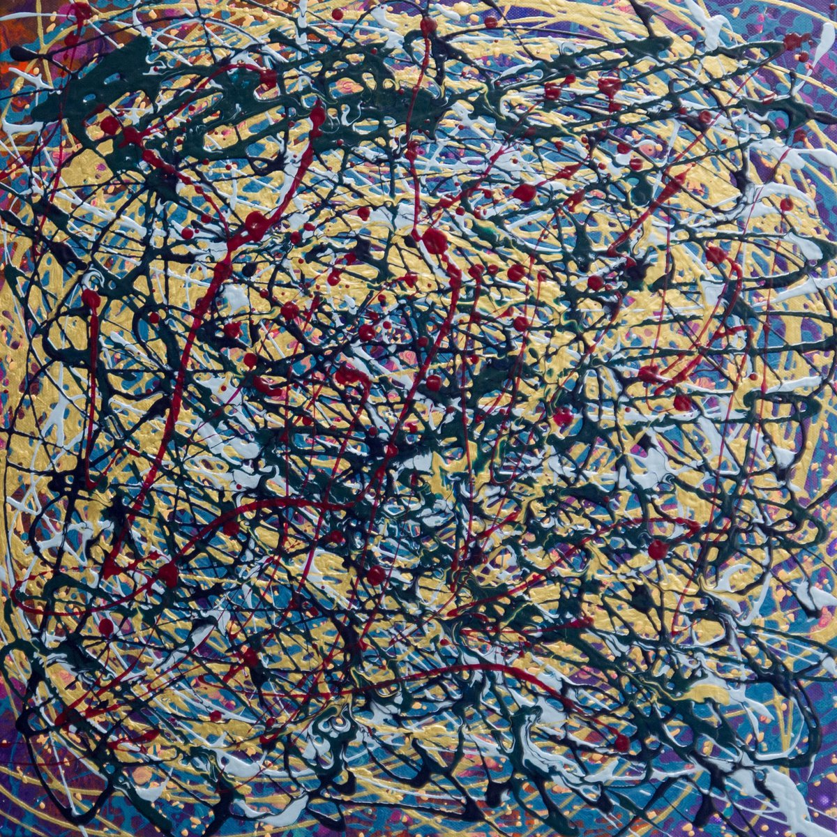 Expressive Abstract Acrylic Painting By Km Arts, 20 X 20", The Missing Rainbow, Original Artwork