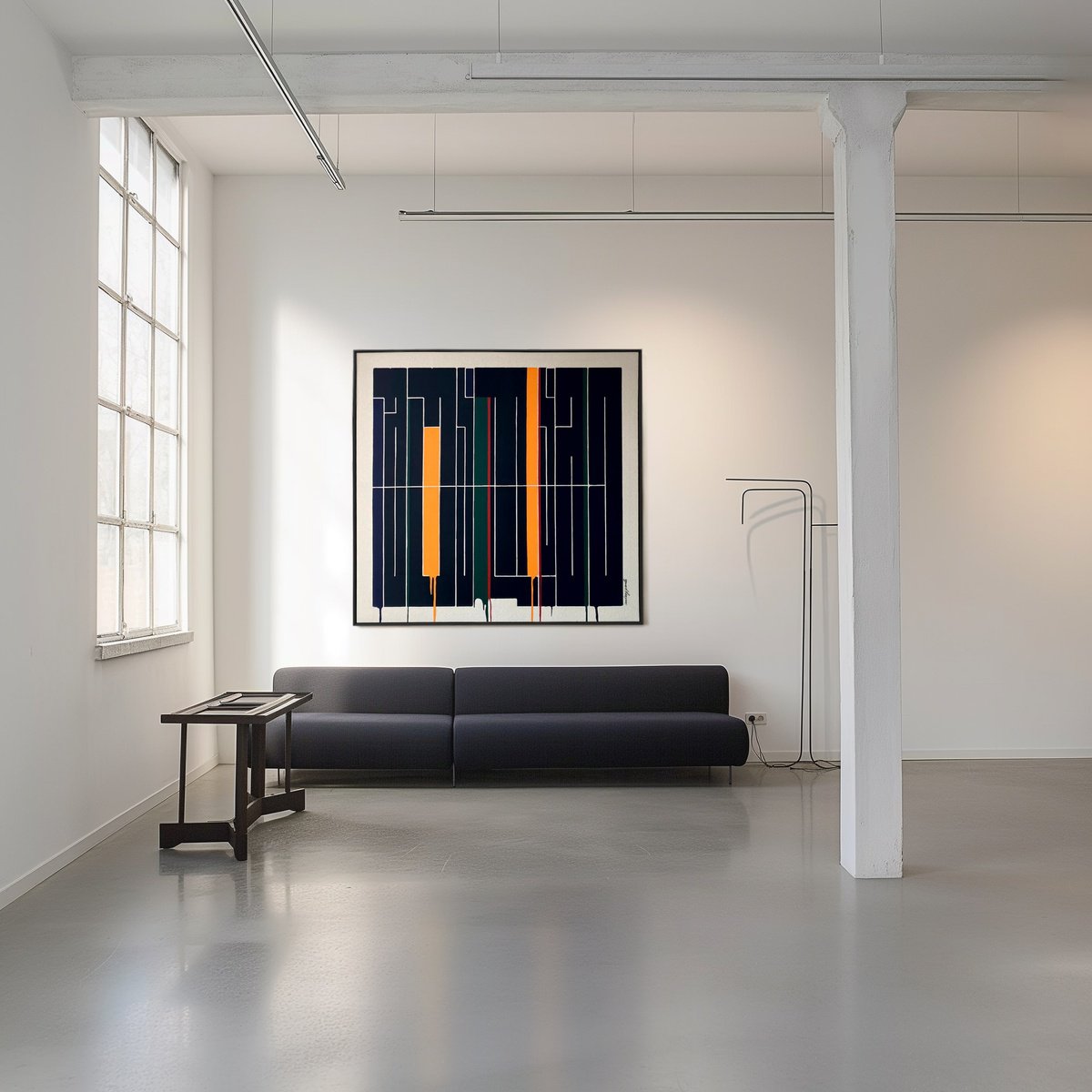 Geometric Abstract Acrylic Painting By Andrey Pavli, 65 X 65, Midnight, Original Artwork