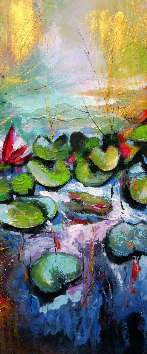 Water lilies with gold by Kovács Anna Brigitta