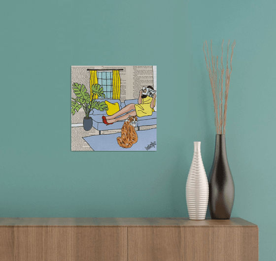 Cat Capers Lounging 30cm x 30cm