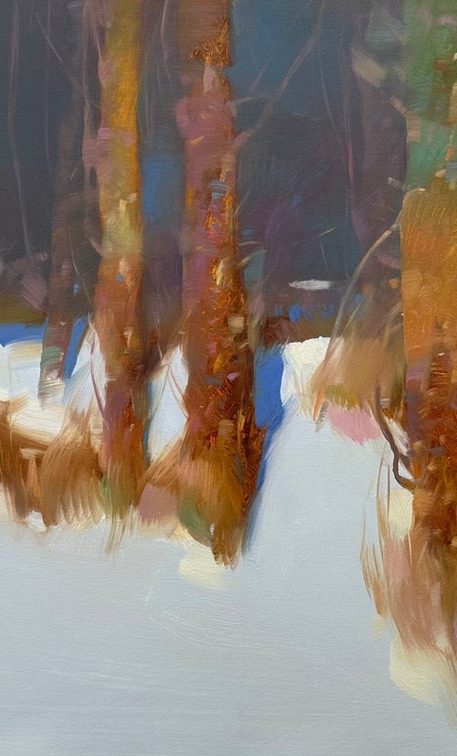 Winter Morning, Original oil painting, Handmade artwork, One of a kind by Vahe Yeremyan